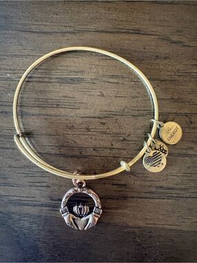 Alex and Ani Gold-Tone Claddagh Charm Bangle Bracelet